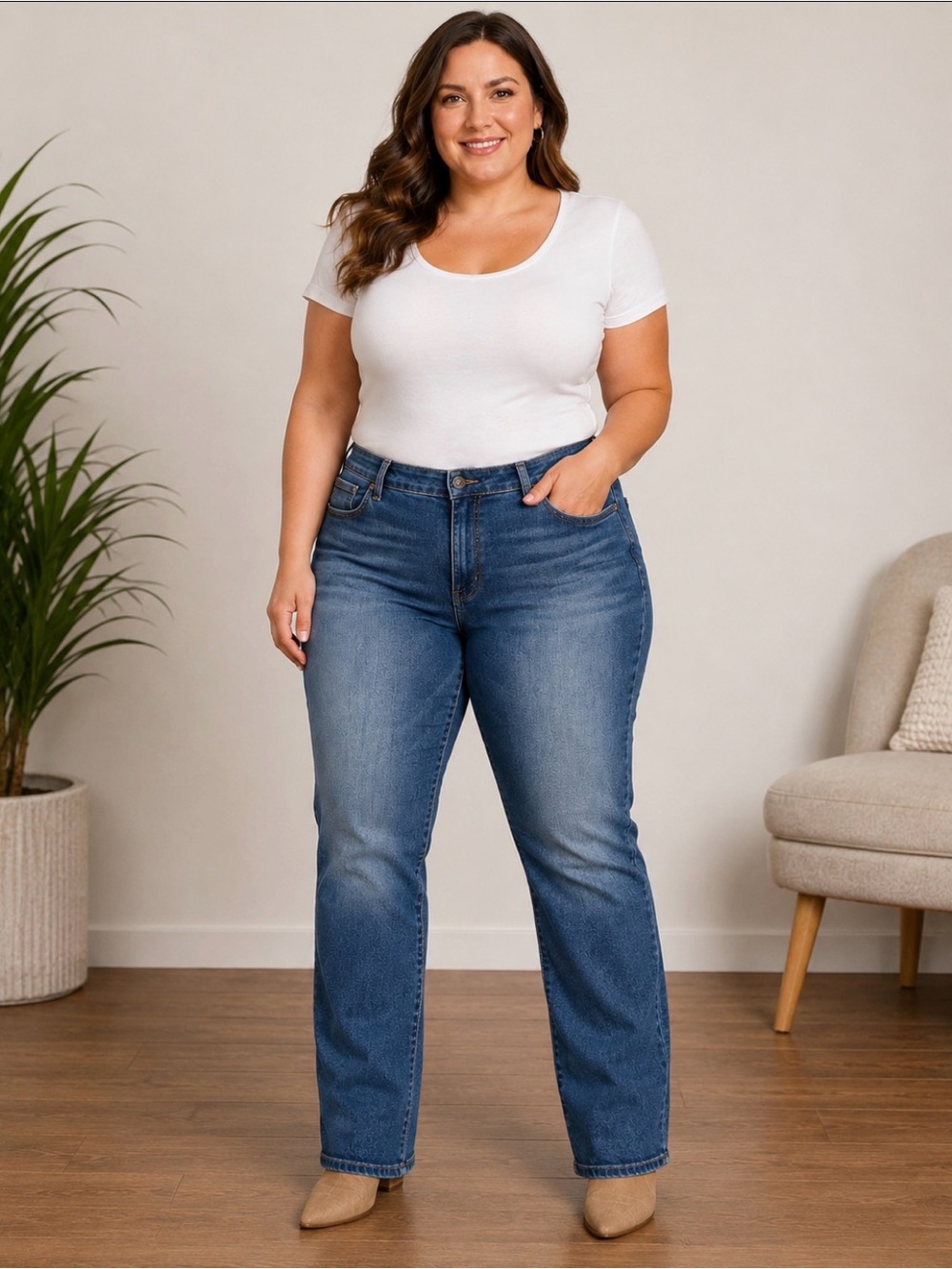 Signature by Levi Strauss Mid Wash Straight-Leg Jeans - Blue